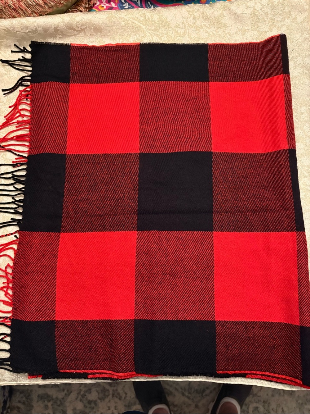 J. Crew Red and Black Buffalo Plaid Scarf/ Shawl
